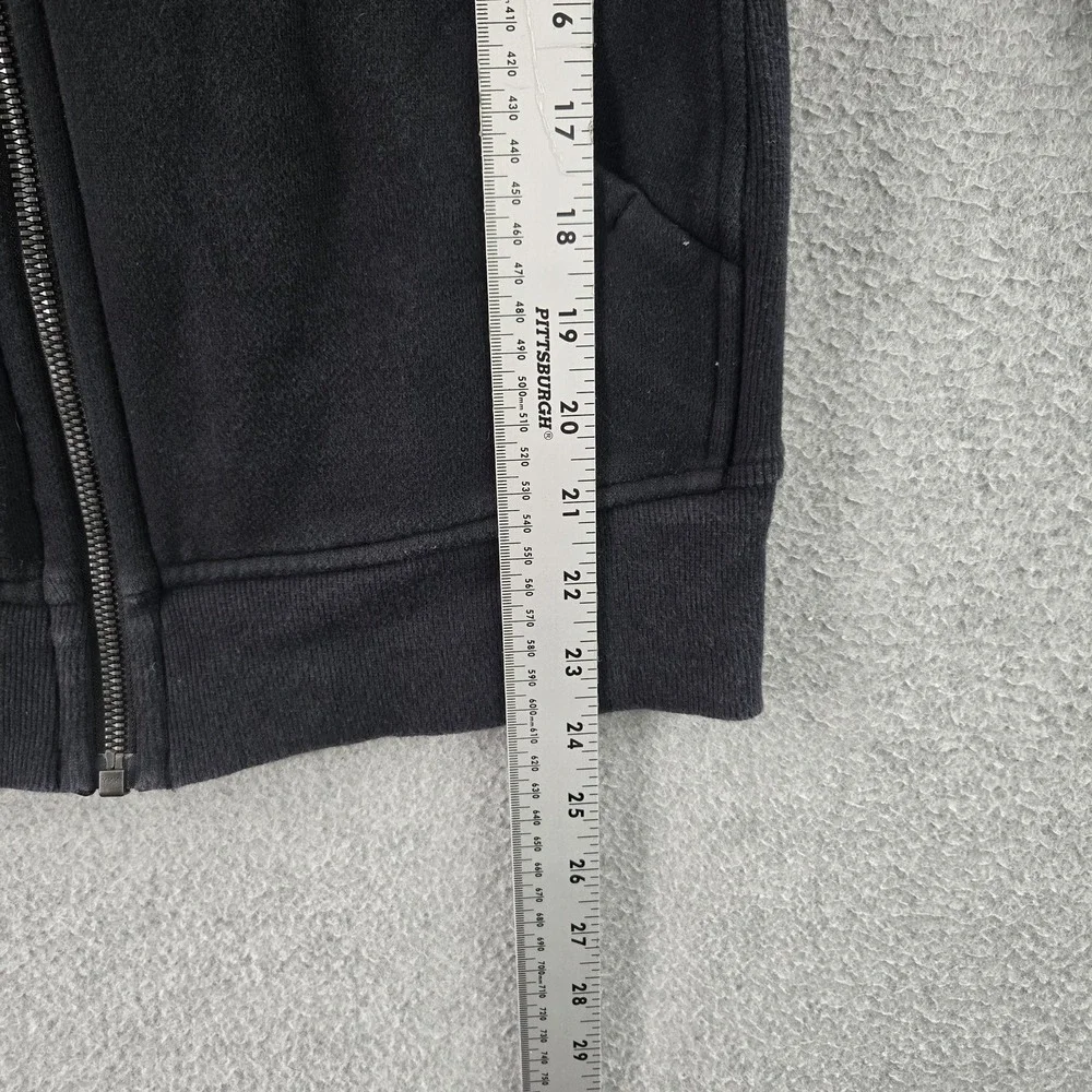 Lululemon Women Hoodie 8 Black Scuba Embroidery‎ Fleece Activewear Zipper